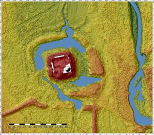 CZARNY BÓR, plan zamku na numerycznym modelu terenu, oprac. Piotr Błoniewski