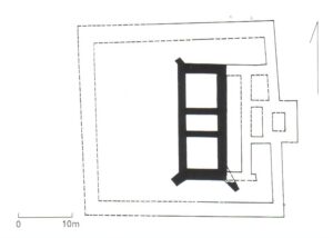 Rekonstrukcja założenia zamkowego w średniowieczu (za: Muzolf 1996)