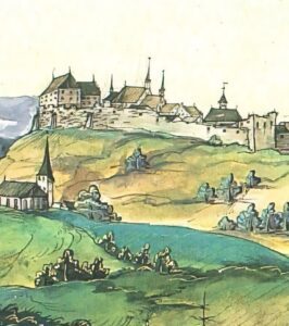 Panorama Toszka z zamkiem