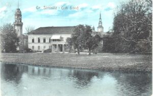 STRZELCE OPOLSKIE, zamek od strony płd. ok. 1910 (pocztówka, zb. P. Siemko)