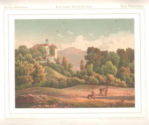 DOMANICE, zamek w Domanicach na chromolitografii A. Dunckiera z 1857 r., zbiory P. Siemko