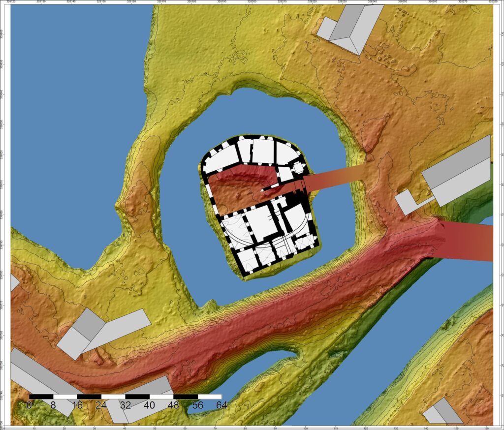 PANKÓW, zbliżenie zamku na numerycznym modelu terenu