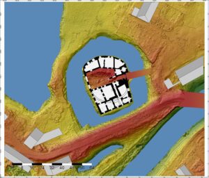 PANKÓW, zbliżenie zamku na numerycznym modelu terenu