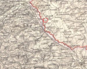 BRANICE, mapa okolic Karniowa z ok. 1880 r. Reymann’sa z zaznaczonym browarem w Branicach jako Branitz Braur (zb.P. Siemko)