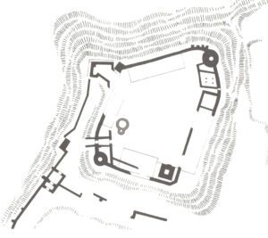 CIESZYN, Plan reliktów zamku górnego na Wzgórzu Zamkowym w Cieszynie (WAGNER)