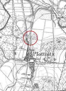 BŁOTNICA, fragment mapy Meßtischblatt z lokalizacją obiektu