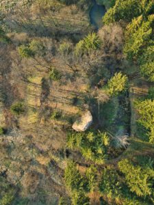 CZARNY BÓR, ruina zamku z lotu ptaka., fot. Marek Bogdała, 2023