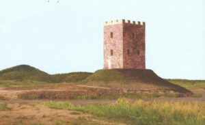 NIEMODLIN, Rekonstrukcja komputerowa wyglądu najstarszej wieży mieszkalnej zamku niemodlińskiego z I połowy XIII w. - wg A. Paszkowskiej