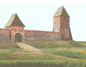 NIEMODLIN, Rekonstrukcja komputerowa wyglądu drugiej wieży mieszkalnej zamku niemodlińskiego, być może po 1280 r. – wg A. Paszkowskiej