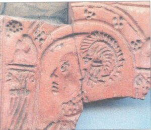 WODZISŁAW ŚLĄSKI, renesansowy kafel znaleziony w czasie prac wykopaliskowych przy ulicy Zamkowej (za: FURMANEK, KULPA 1998)