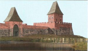 NIEMODLIN, Rekonstrukcja komputerowa wyglądu drugiej wieży mieszkalnej zamku niemodlińskiego ok. 1313 r. wg A. Paszkowskiej