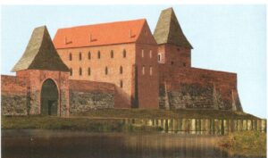 NIEMODLIN, Rekonstrukcja komputerowa wyglądu drugiej wieży mieszkalnej zamku niemodlińskiego ok. 1450 r. wg A. Paszkowskiej