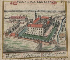 NIEMODLIN, Zamek wg stanu z ok. 1734 r. (Werner – Topographia…)