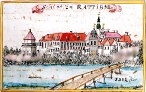 RACIBÓRZ, Zamek od strony południowo-wschodniej - F.B. Werner w Topographia seu Compendium Silesiae