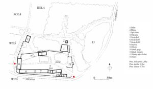 SIEDLIMOWICE, plan sytuacyjny pałacu z folwarkiem, oprac. E. Sawińska (KARTA SIEDLIMOWICE 1997)