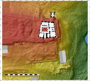 SIEDLIMOWICE - plan zamku na numerycznym modelu terenu; zbliżenie, (oprac. Piotr Błoniewski