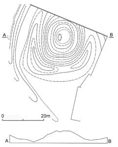 BRZEZIMIERZ, schematyczny plan warstwicowy obiektu (archiwum WUOZ Wrocław)