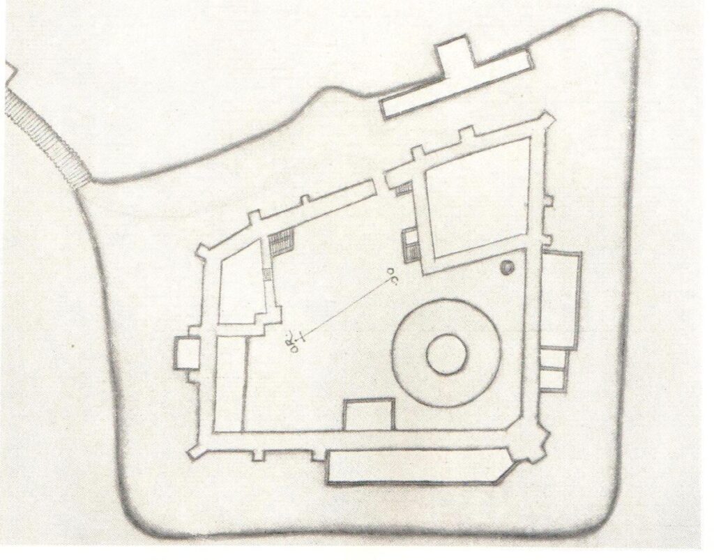 CHRZELICE, plan gotyckiego zamku wg Valentina von Säbischa (Bimler)