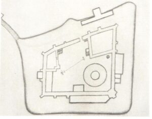 CHRZELICE, plan gotyckiego zamku wg Valentina von Säbischa (Bimler)