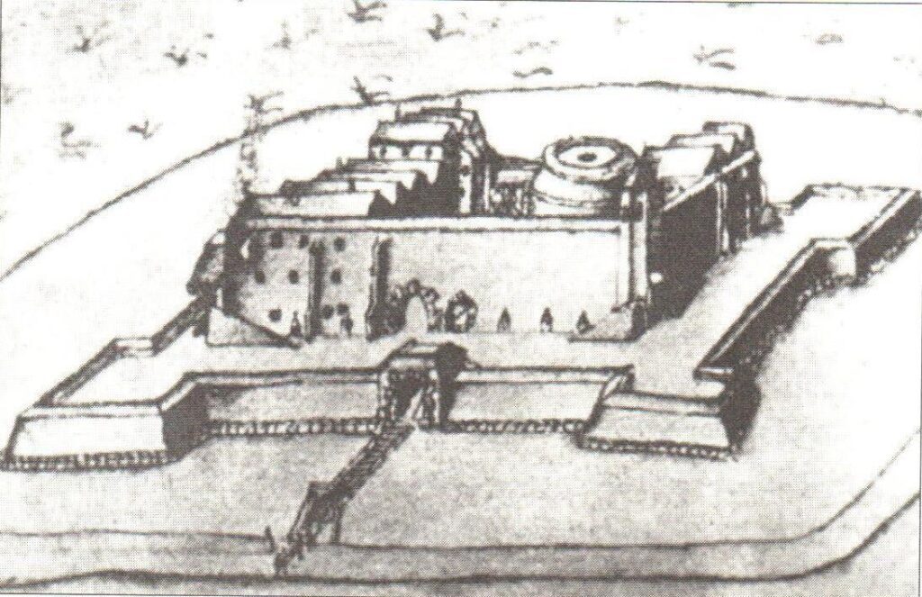 CHRZELICE, projekt (niezrealizowany) bastionowych umocnień zamku wg Valentina von Säbischa (Bimler)