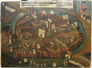 ŚWIEBODZIN, widok miasta z 1618 roku, obraz około 1764 i przemalowany w 1855 roku,, ze zbiorów Muzeum Regionalnego w Świebodzinie