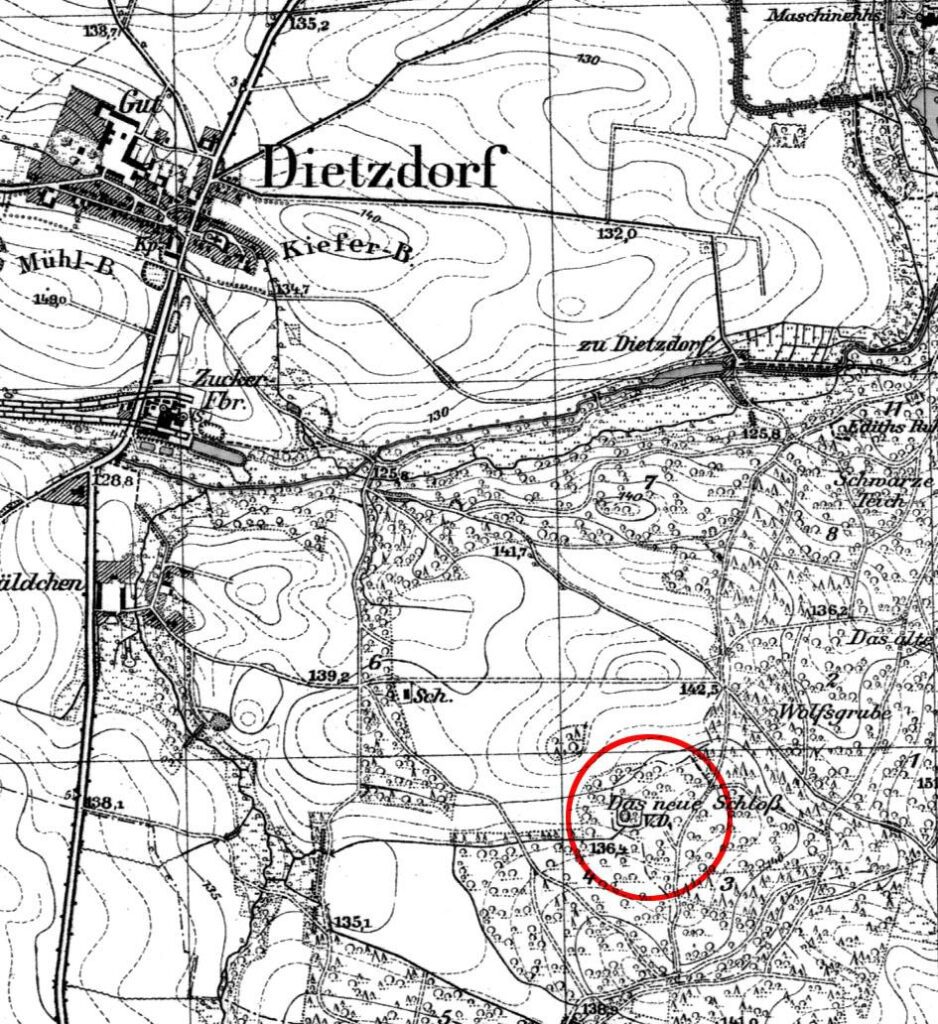 CIECHÓW, fragment mapy Meßtischblatt z lokalizacją obiektu.