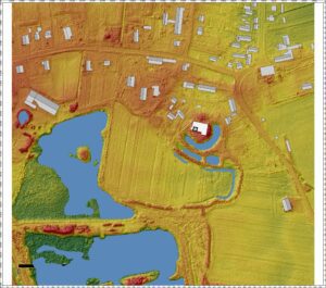 MIETKÓW, dwór i folwark w otoczeniu wałów i fos na numerycznym modelu terenu, oprac. P. Błoniewski