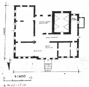 MIETKÓW, plan dworu na poziomie 2 kondygnacji, oprac. B. Uszałowicz-Piąty (KARTA MIETKÓW 1991)