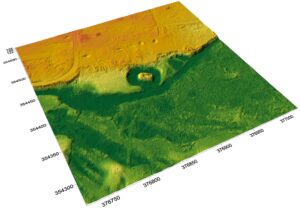 CZERNICA, cieniowany model reliefu otoczenia stanowiska (oprac. M. Legut-Pintal, P. Rajski, Katalog Zamków i Dworów Obronnych Śląska [https://zamki.pwr.edu.pl/]. Licencja: CC BY-SA 4.0 [https://creativecommons.org/licenses/by-nc/4.0/])