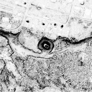 CZERNICA, sky view factor (stopień widoczności nieba) otoczenia stanowiska na podstawie numerycznego modelu terenu (oprac. M. Legut-Pintal, P. Rajski, Katalog Zamków i Dworów Obronnych Śląska [https://zamki.pwr.edu.pl/]. Licencja: CC BY-SA 4.0 [https://creativecommons.org/licenses/by-nc/4.0/])