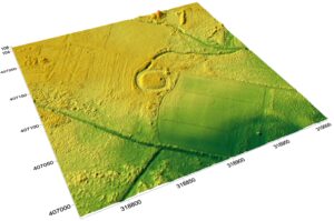 , cieniowany model reliefu otoczenia stanowiska (oprac. M. Legut-Pintal, P. Rajski, Katalog Zamków i Dworów Obronnych Śląska [https://zamki.pwr.edu.pl/]. Licencja: CC BY-SA 4.0 [https://creativecommons.org/licenses/by-nc/4.0/])