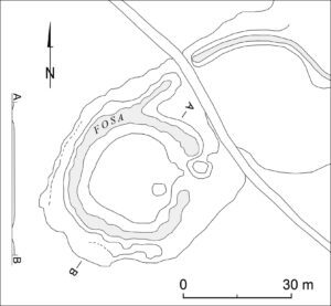 GÓRZYN, schematyczny plan i przekrój dworu (za SWŚ, I, s. 97, ryc. 42)
