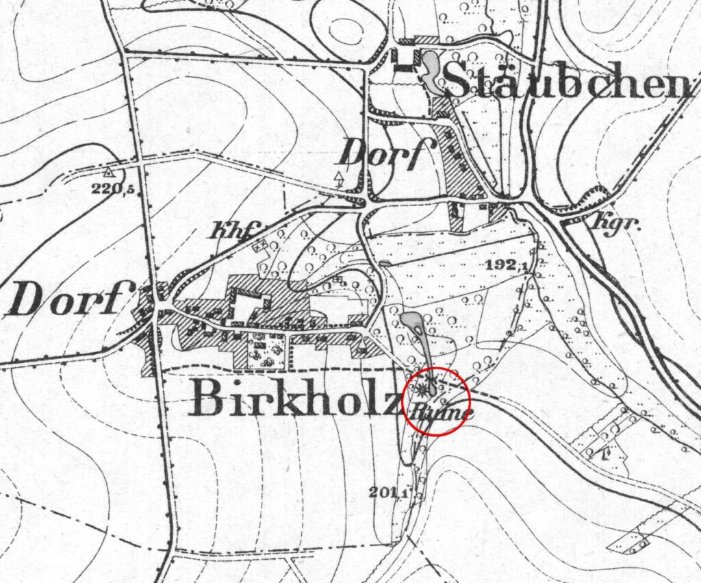 GRUSZÓW, fragment mapy Messtischblatt z lokalizacją obiektu