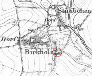 GRUSZÓW, fragment mapy Messtischblatt z lokalizacją obiektu