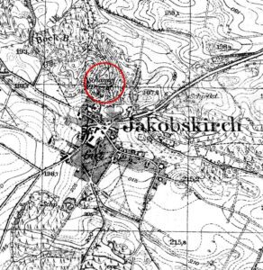JAKUBÓW, fragment mapy Neßtischblatt z lokalizacją obiektu