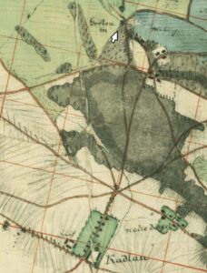 KADŁUB (Garten), fragment mapy L.W. Reglera z lokalizacją młyna Garten (SBB, Preußischer Kulturbesitz, sygn. 15140, Blatt 46)