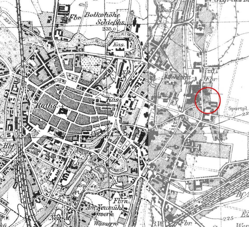 KLECZKÓW, fragment mapy Messtischblatt z lokalizacją obiektu