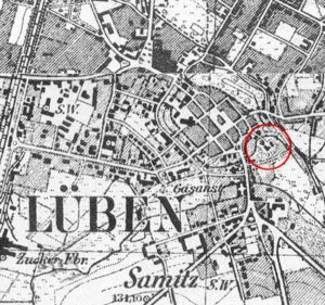 LUBIN, fragment mapy Messtischblatt z lokalizacją obiektu
