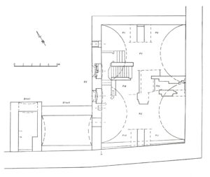 LUBIN, plan reliktów budynku w S narożnika zamku (za Mularczyk 1999)