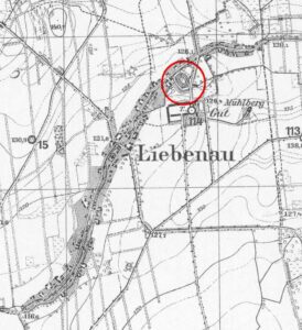 LUBNÓW, fragment mapy Messtischblatt z lokalizacją obiektu