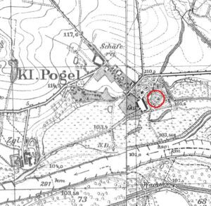 POGALEWO MAŁE, fragment mapy Messtischblatt z lokalizacją obiektu