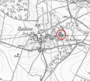 RADZYNA, fragment mapy Messtischblatt z lokalizacją obiektu