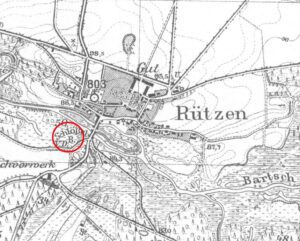 RYCZEŃ, fragment mapy Messtischblatt z lokalizacją obiektu