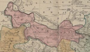 Okręg ryczeński według mapy księstwa wołowskiego z 1736 r. (SBB, Preussischer Kulturbesitz, sygn. 14940, Blatt 19)