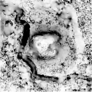 KRYNICZNO, sky view factor (stopień widoczności nieba) na podstawie numerycznego modelu terenu (oprac. M. Legut-Pintal, P. Rajski, Katalog Zamków i Dworów Obronnych Śląska [https://zamki.pwr.edu.pl/]. Licencja: CC BY-SA 4.0 [https://creativecommons.org/licenses/by-nc/4.0/])