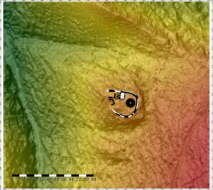 BARDO, st. 3, Położenie zamku i podzamcza na Górze Kalwarii na numerycznym modelu terenu, oprac. Piotr Błoniewski