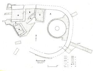 BARDO, st. 3, plan reliktów zamku na Górze Kalwarii (obiekt 3) wg Czesława Francke