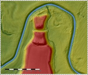 GRODZISZCZE, plan założenia na numerycznym modelu terenu