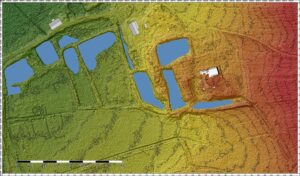 GRZĘDY, plan założenia na numerycznym modelu terenu,
