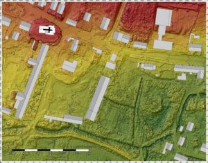 IMBRAMOWICE, plan założenia na numerycznym modelu terenu, oprac. Piotr Błoniewski,